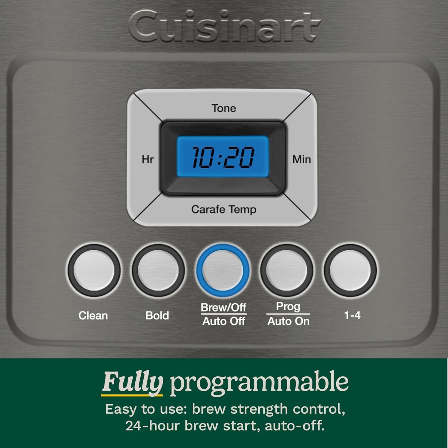 14-Cup Programmable Coffee Maker, Glass Carafe, Brew Strength Control, 1-4 Cup Setting, Black Stainless