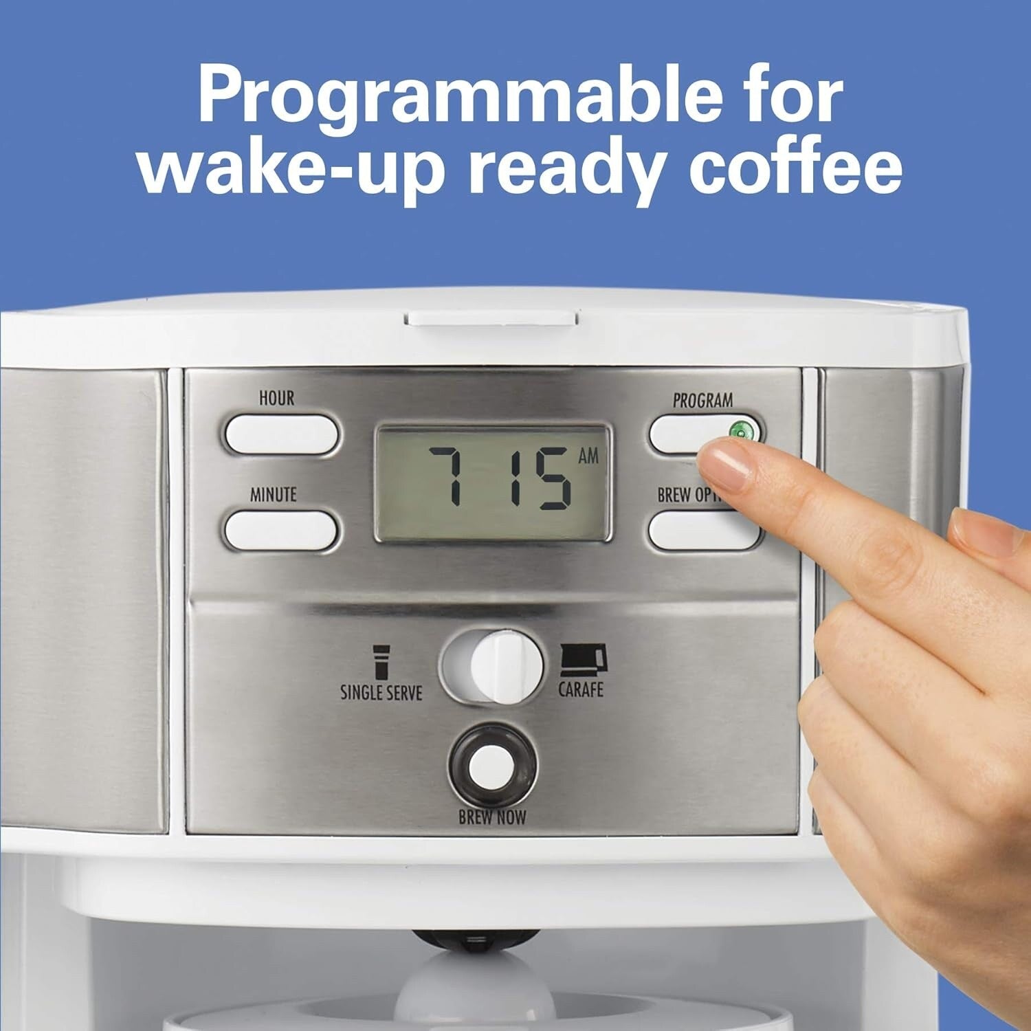 2-Way 12-Cup Coffee Maker & Single Serve, Glass Carafe, Auto Pause & Pour, White